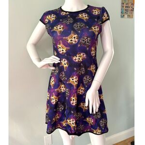 Love Rocks Galaxy Outer Space Cats Faces Retro Swing Skater Dress Girls XL 16/18